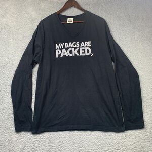 ATX Mafia Shirt Womens XL Black Long Sleeve V Neck My Bags Are Packed Tee Travel